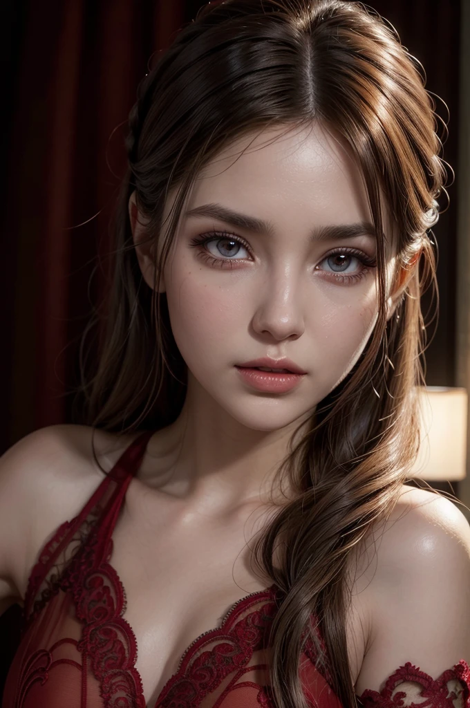 a beautiful woman wearing a tight red dress, photo-realistic, extremely detailed, extremely detailed face, beautiful detailed eyes, beautiful detailed lips, long eyelashes, intricate details, high quality, 8k, cinematic lighting, dramatic lighting, chiaroscuro lighting, warm color tones, digital art, concept art, illustration