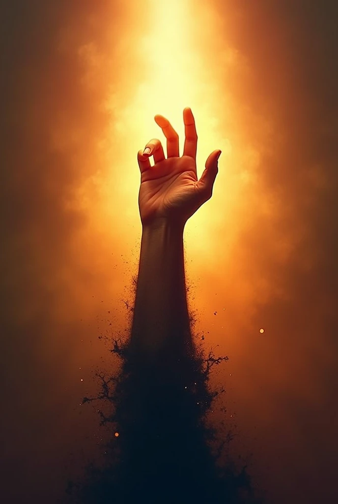 A professional design showcasing a strong hand reaching upwards, sunlight shining from behind, and a motivational message like 'On the Path to Success.