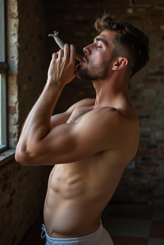 Naked man sucking big cock