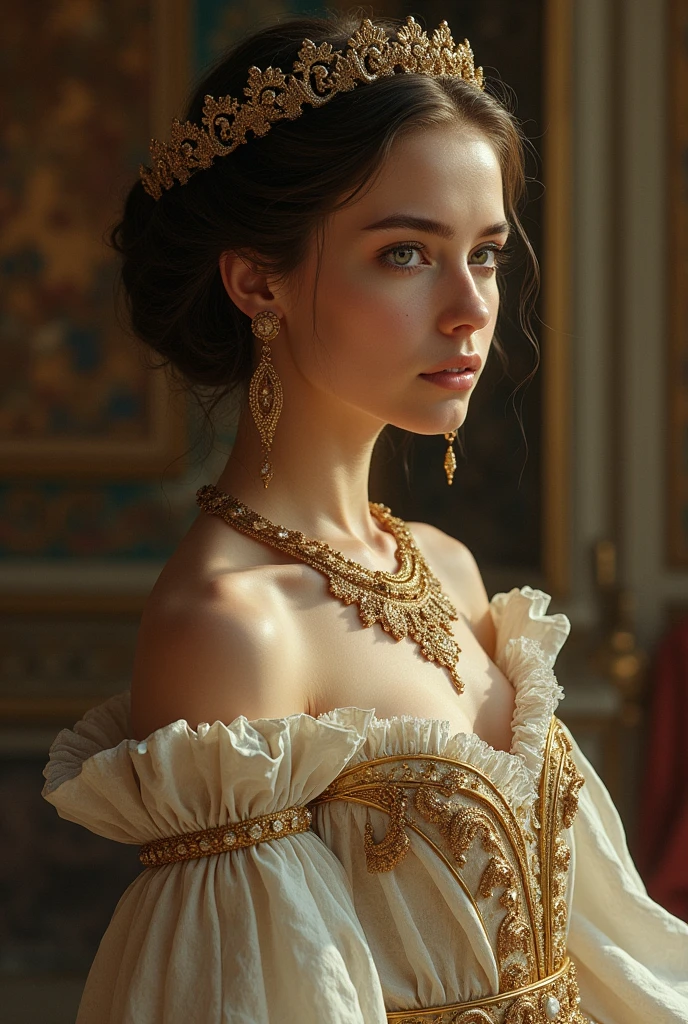 A young and beautiful crowned and nude Queen Victoria