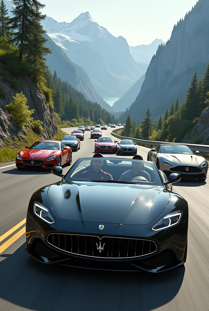luxury cars on the road