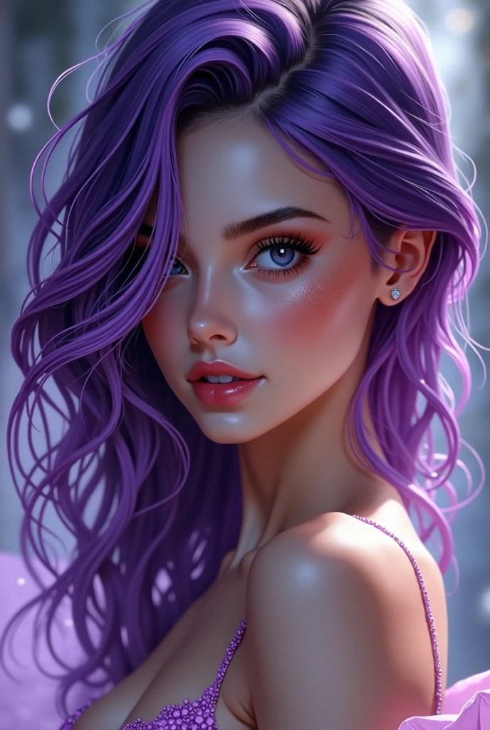 Sexy purple hair girl