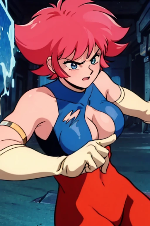(best quality,masterpiece,ultra highres,8k,cel anime:1.2),(1mans:1.5),1woman,(ruin:1.3),(abs:0.8),(sweat:1.2), BREAK (selious, scowl:1.2),(motion blur),(fighting stance:1.3),(punching,rushpunch:1.1), BREAK (newhoney:1.4),