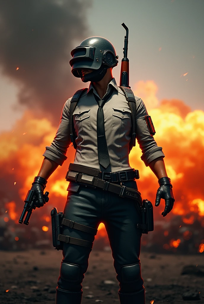 Pubg character in background fire