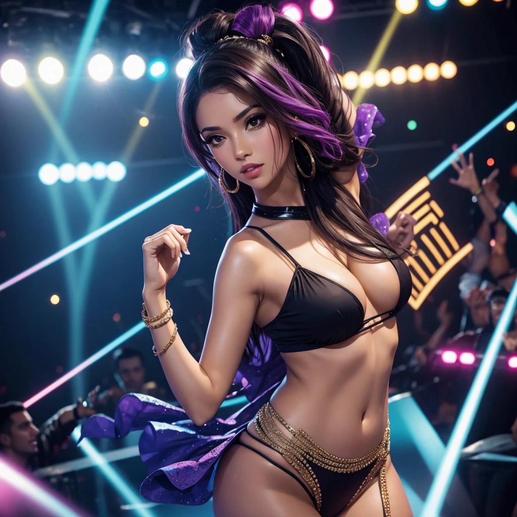 A beautiful and sexy woman, Dancing reggaeton at the disco