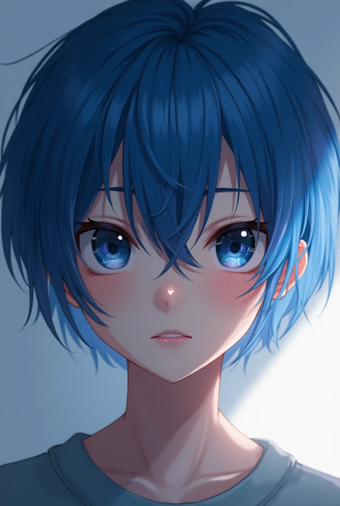 Blue short hair，Boys，Hair covering right eye，Heart，Yuuki Osamu