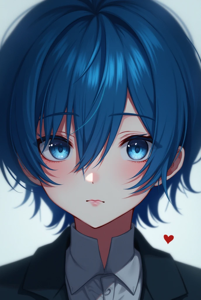 Blue short hair,Boys,Hair covering right eye,Heart,Yuuki Osamu