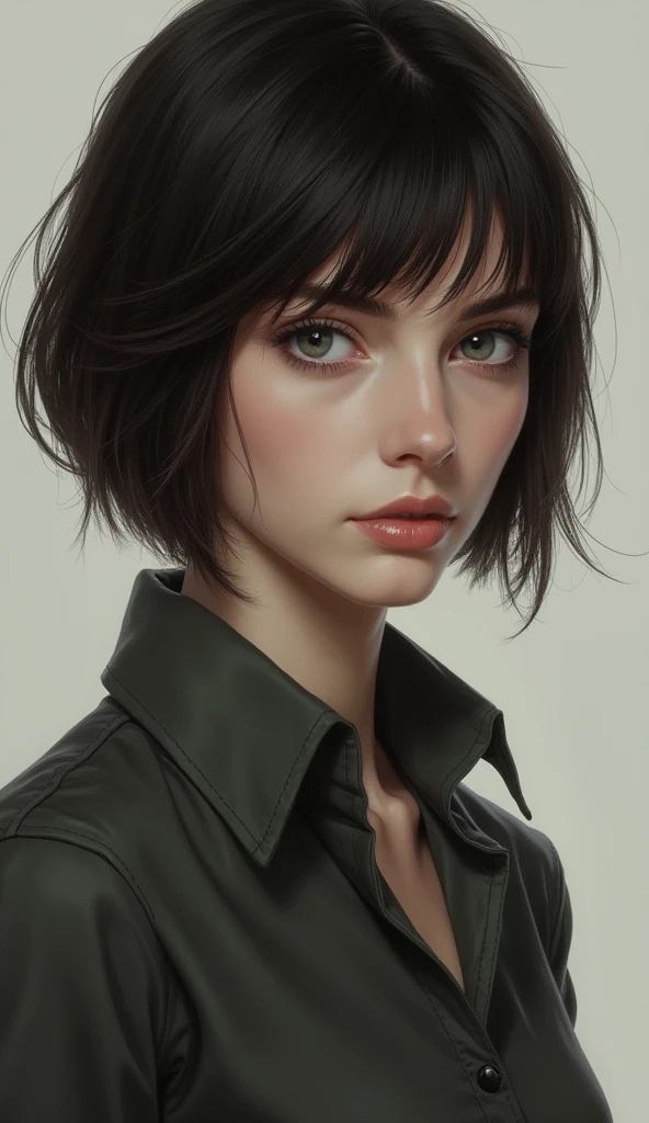 Eveline has sharp features, with short, dark brown hair and keen grey eyes that seem to pierce through lies. She dresses in simple, practical clothing, often in dark colors that allow her to blend into the shadows.