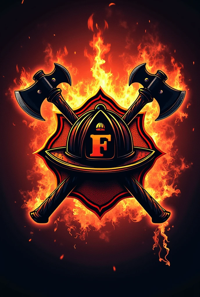 Logo, axes fire helmet, inscription volunteer fire brigade in Krzczonów
