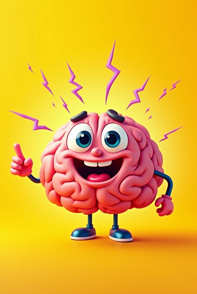 cerebro cartoon, yellow backdrop,