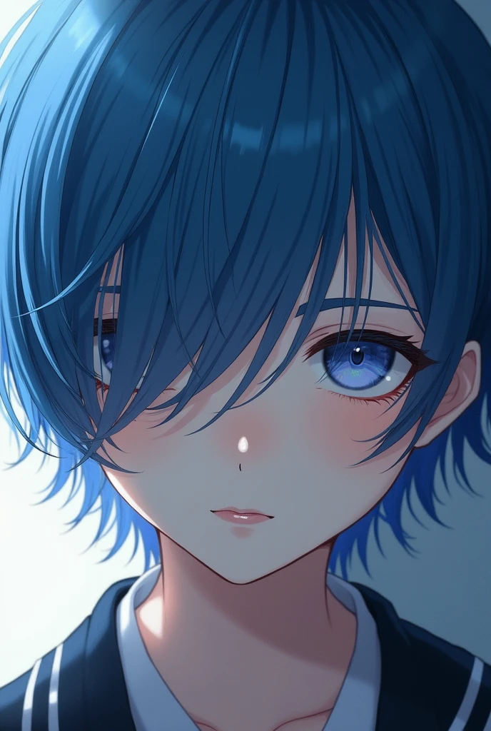 Blue short hair,Boys,Hair covering right eye,Heart,Yuuki Osamu