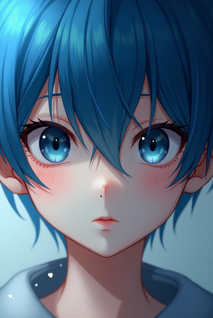 Blue short hair,Boys,Hair covering right eye,Heart,Yuuki Osamu