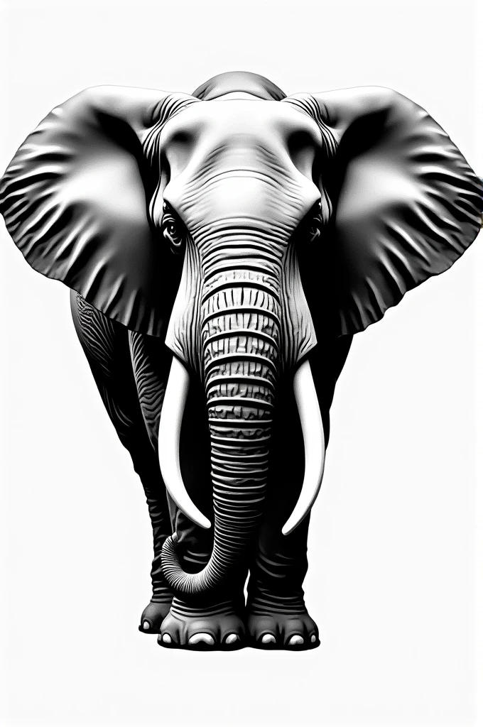 a black and white svg stencil design of an elephant head, 32k