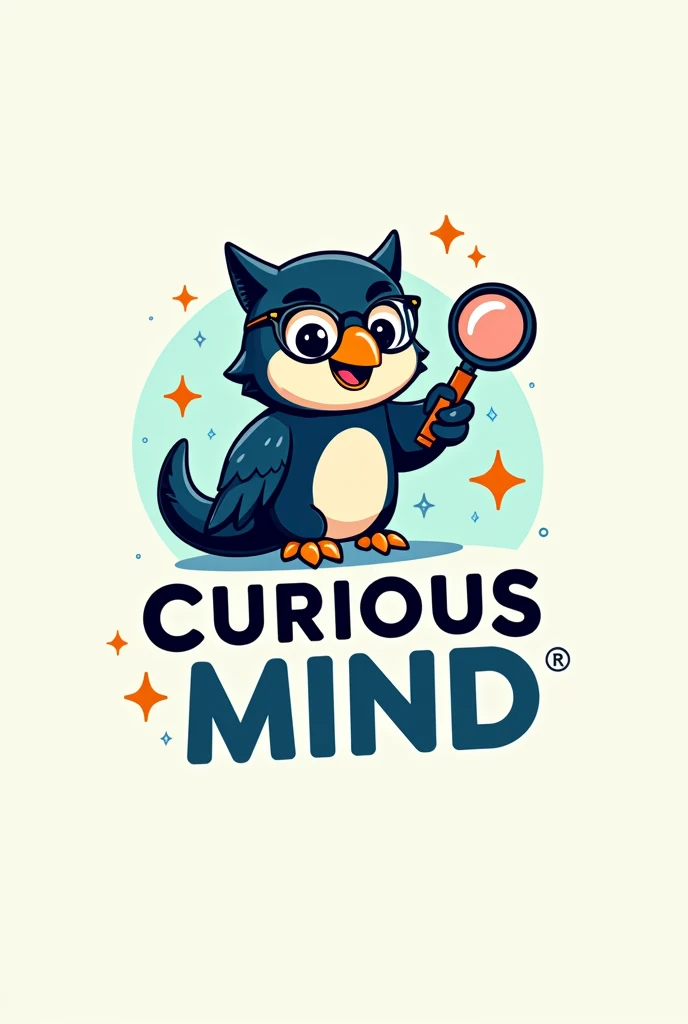 Create a simple and striking logo for your TikTok profile called "curious mind," including a mascot that represents the channel. The logo must be modern and visually appealing., highlighting the mascot in a clear and friendly way.
Mascot Design: The mascot should be a friendly and captivating character that symbolizes curiosity and discovery.. Consider a pet as a small intelligent animal, a fantastic creature or fantasy icon with a curious and friendly expression. For example, a crow with a magic touch, an owl with glasses, or a little dragon with a magnifying glass.
color scheme: Use a color palette that makes the mascot stand out, with bright and contrasting colors. Colors like bright blue, lime green or orange might work well. Colors should be chosen to ensure that the mascot is visually appealing and easily recognizable..
Font and text: Include the name "curious mind" with a modern and readable font. Choose a font that complements the mascot, be clear and integrate harmoniously with the design. Text can be positioned next to or below the mascot.
format: The logo must be designed in high resolution and be versatile for different sizes and platforms.. Ensure your mascot and text remain clear and impactful at both large and small sizes.
tamanho: 1024x1024 pixels (to ensure good resolution and adaptability in different formats).