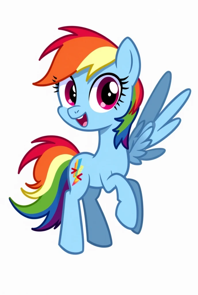 3.Rainbow Dash:Body Light Blue Hair ManeTail Red Orange Yellow Green Blue PurPle Eye Curly Pink is Cutie Mark Rainbow Cloud White 1 Red Yellow Blue 3 in Wings Girl
