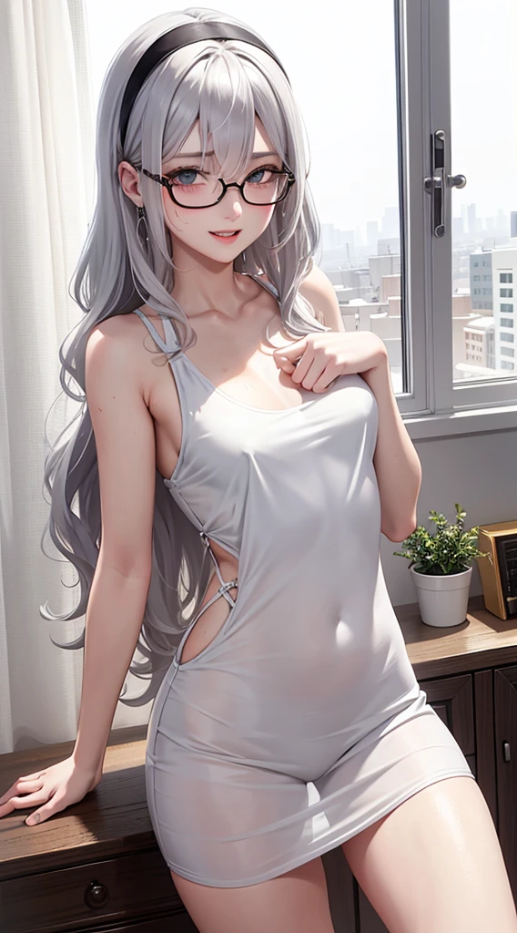 realisitic、top-quality、女の子 1 人、20yr old、Light colored hair、piercings、Shy face、Fancy underwear、beautiful boob 、selfee、s ass、hotels room、Particles of light、profetional lighting