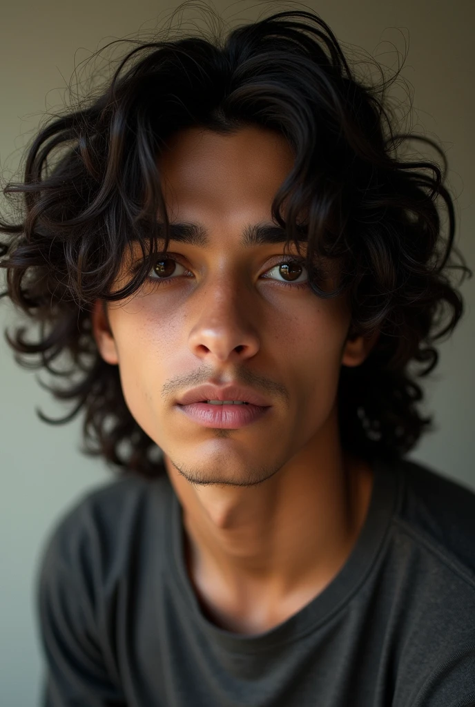 A boy named Saikath with long curly hair and He is 20 years old