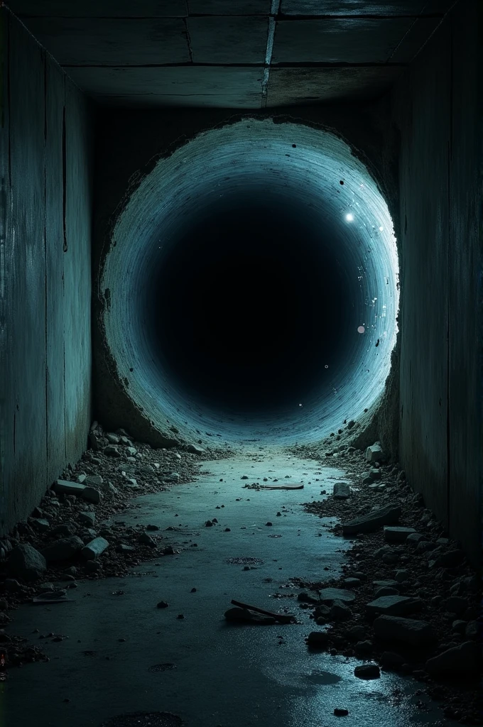 Image of a small black hole inside a basement 