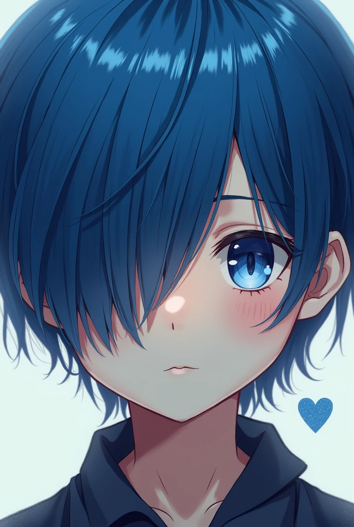 Blue short hair,Boys,Hair covering right eye,Heart,Yuuki Osamu
