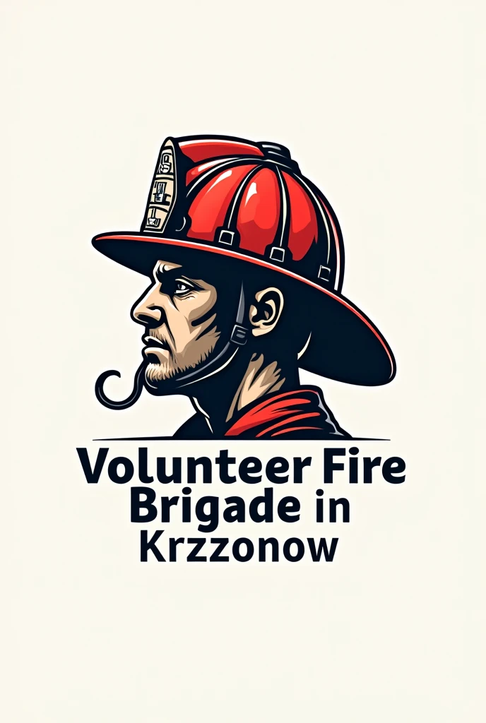 Logo, axes fireman's helmet on the logo inscription volunteer fire brigade in Krzczonów