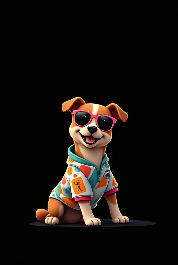 colorful: Happy cute dog t-shirt graphics vector, Wear sunglasses, design de d'arthe, colorful, Contour, White background