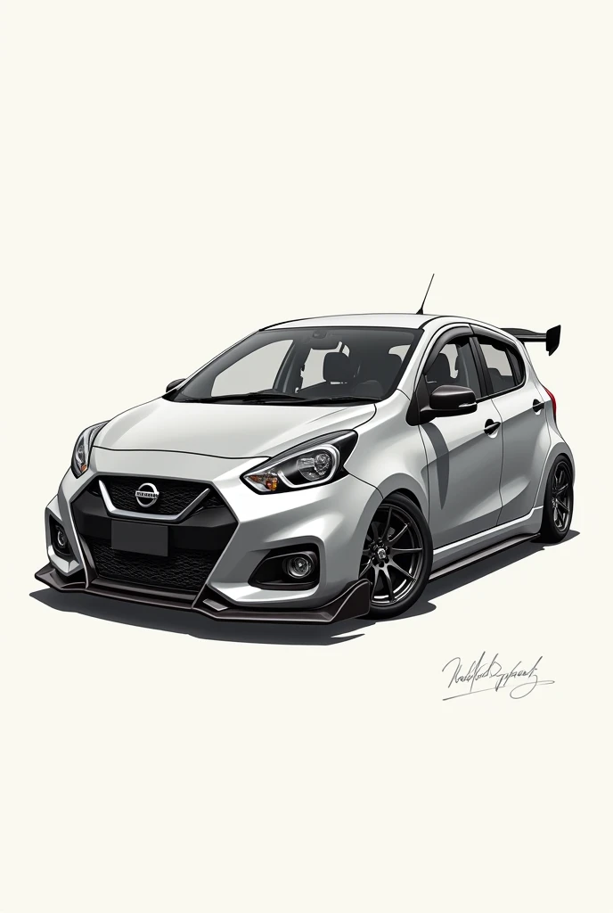 Nissan March 2019 gray tuning as drawing 