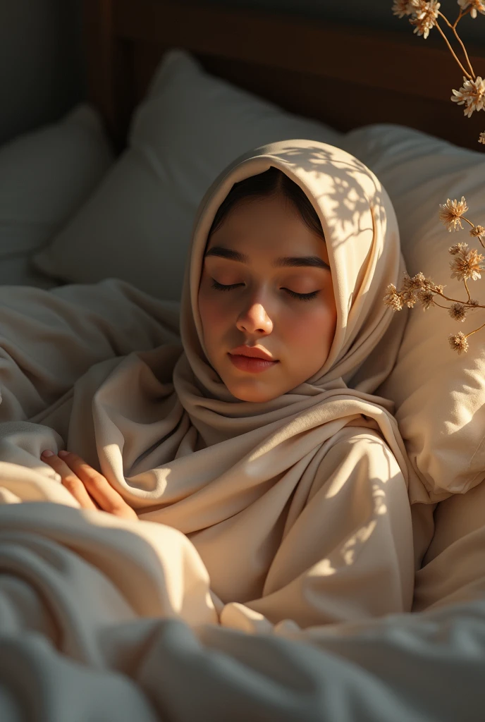 Women hijab beauty, in bed