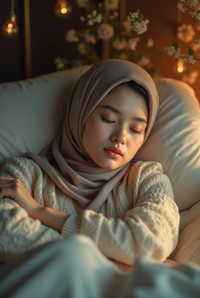 Women hijab beauty, in bed