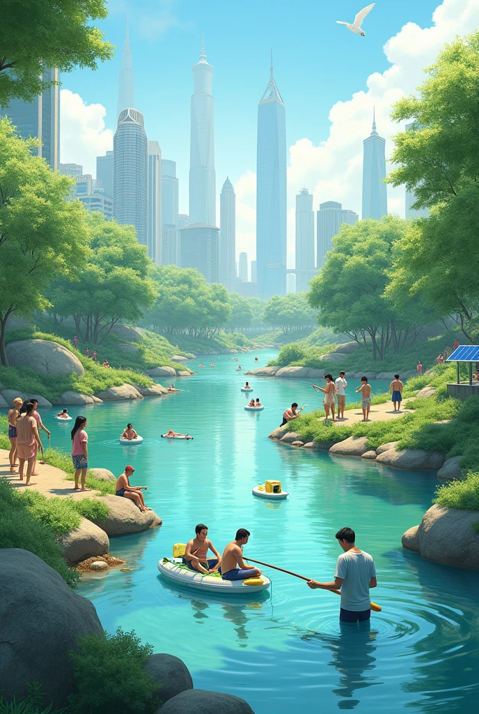 River, people, clean, nature, city, ecologic