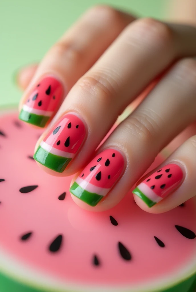 Watermelon nail design 