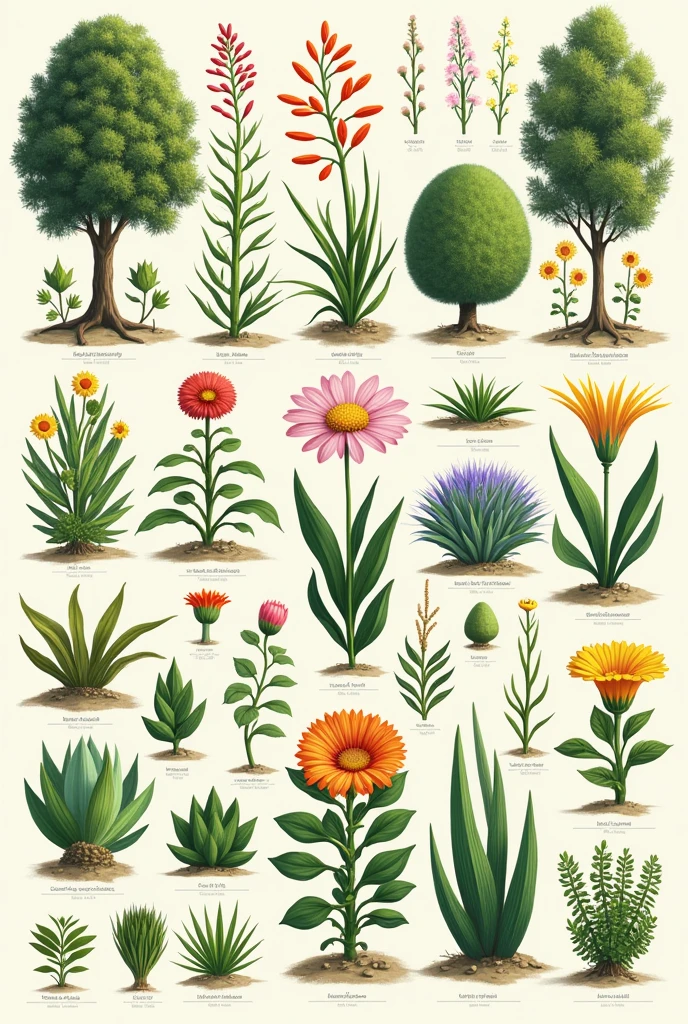 Comparison of different types of plants