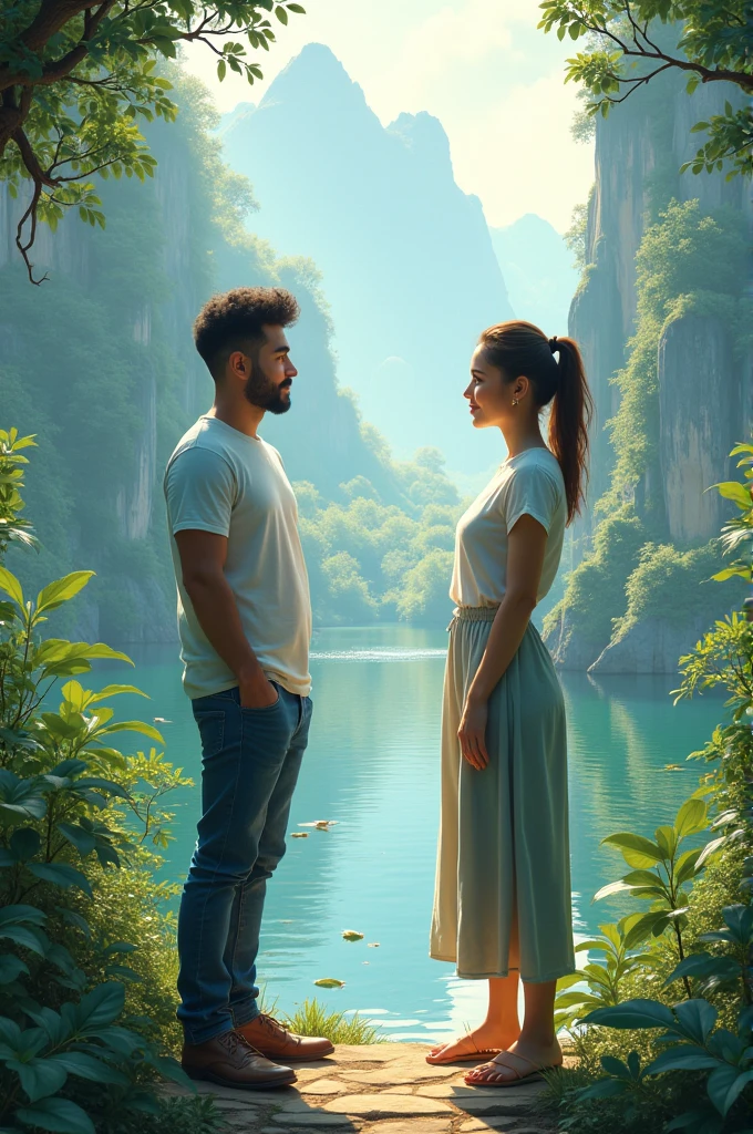 Two people talking in a beautiful place 4k