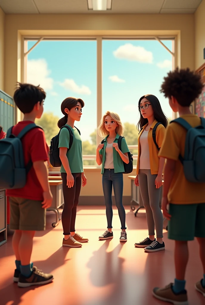 Pixar image of students practicing discipline at a high school with teachers