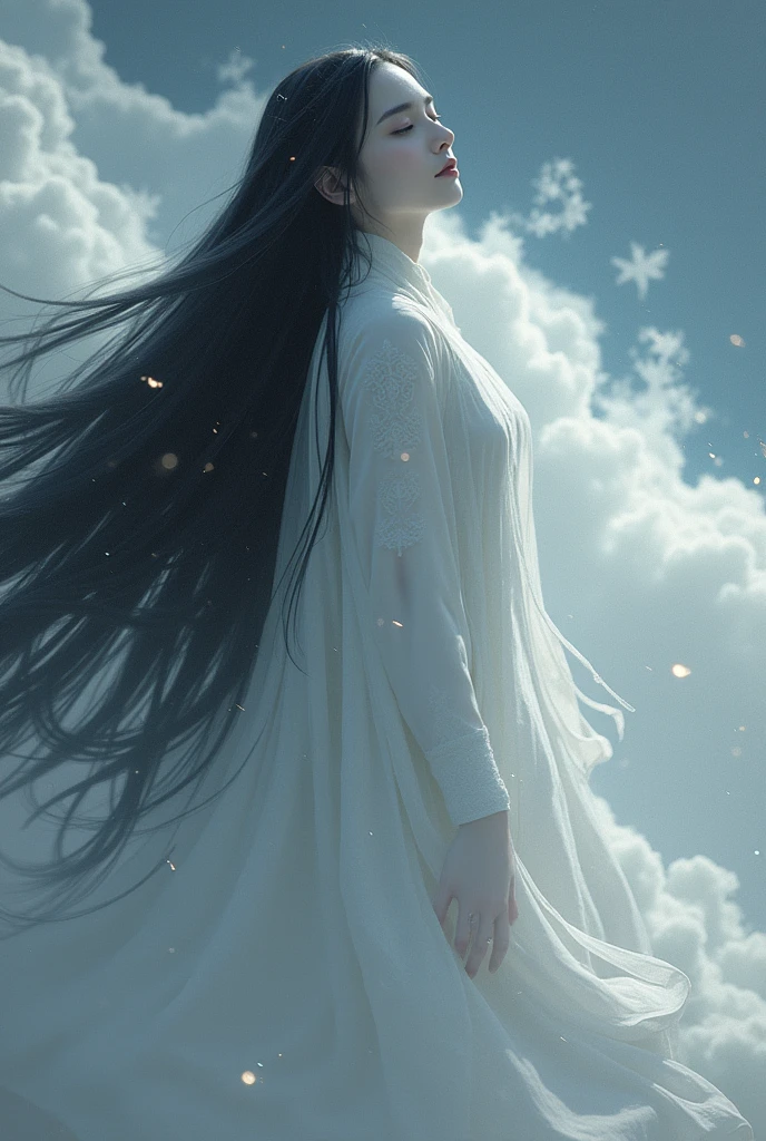 White god with straight black hair playing
