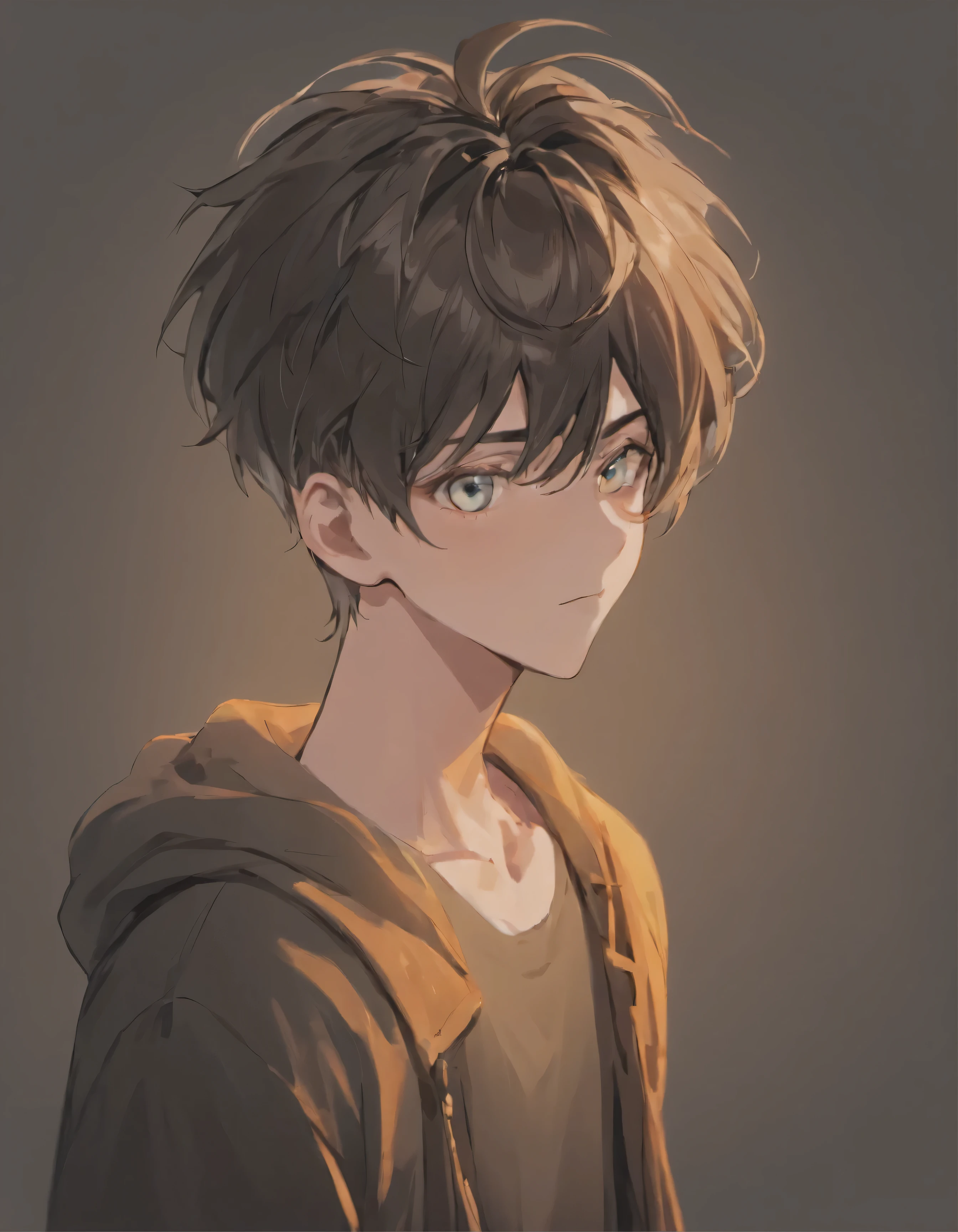A detailed photograph of a 1 boy , energetic, carismatic, y un personaje con el que se puede relacionar y que irradia positividad. They have a warm and approachable demeanor looking directly at the camera, De pie derecho, Manos relajadas, Square jaws, Cara masculina, Peinado de librito, Aspecto pulido, Con un hermoso estilo casual , Textura detallada de la ropa Textura realista de la piel, fondo negro, foco nítido, Front view, Tiro de cintura para arriba, alto contraste, Strong backlight, Dark Color Action Film LUT, cinematic luts
