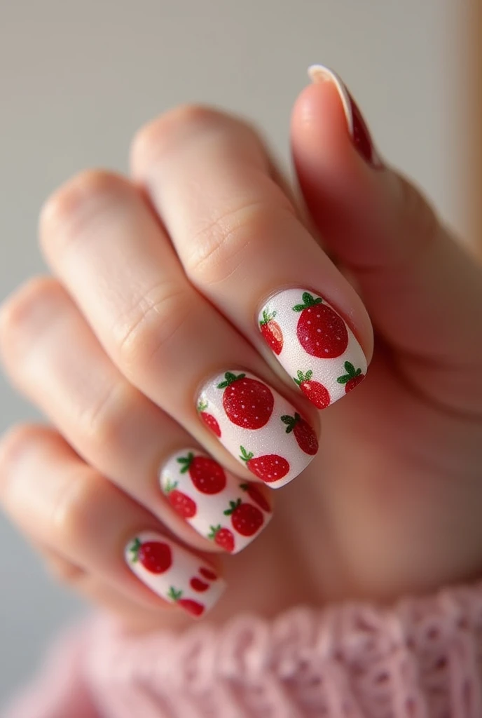 Nails with strawberry design