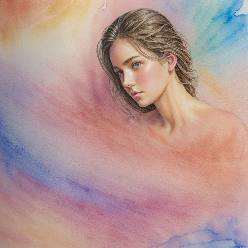 masterpiece, best quality, wide-angle Hyperdetailed, masterpiece, 8k, natural lighting, soft lighting, sunlight, HDR (High Dynamic Range), Maximum Clarity And Sharpness, Multi-Layered Textures,
(moist paper,deep watercolor style,comfort,pastel painting illustration,concise,watercolor rendering,natural rendering,pigments mix naturally:1.3),
1 girl ,perfect detail hands, perfect detail fingers,