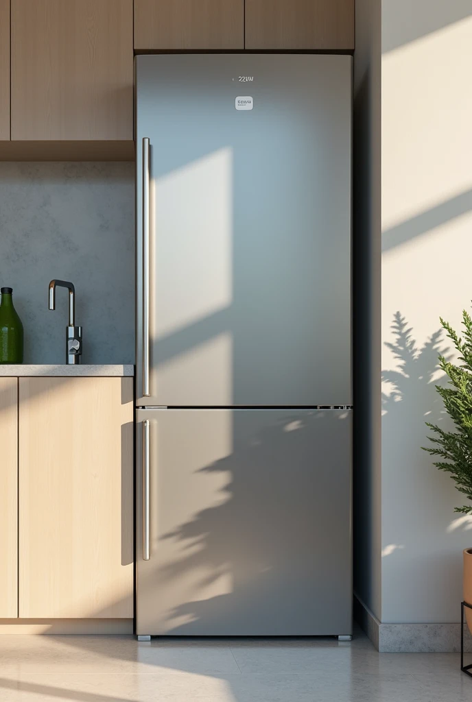 A refrigerator with the 220w information on the side
