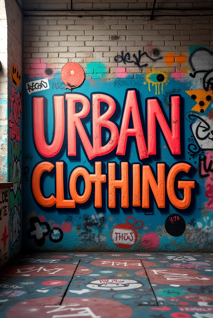 Urban background with graffiti and letters that say Urban Clothing
