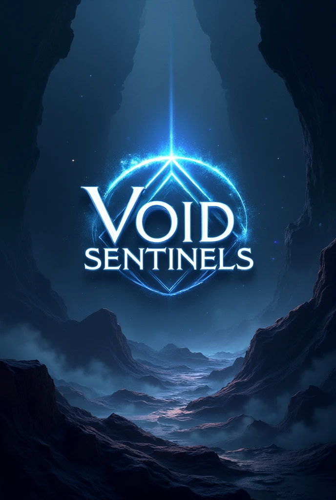 Design a 1150x300 banner for 'Void Sentinels (VST)' featuring a dark, void-like background with swirling energy. Center the team emblem, add the name in bold, glowing font, and the tagline 'Masters of the Void