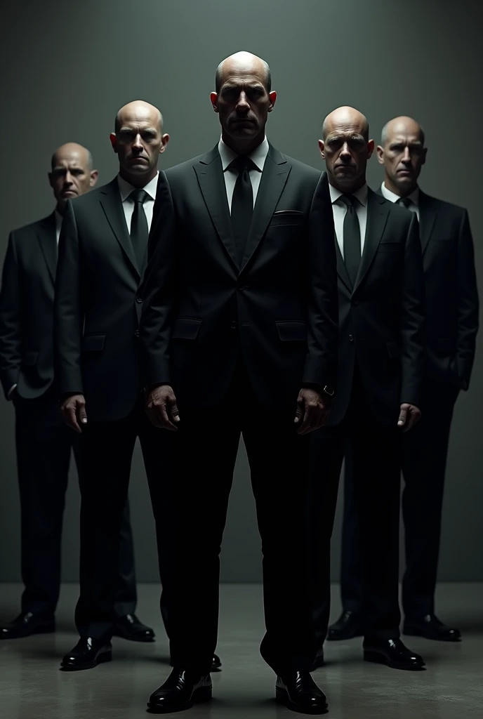 7 man standing in full black dress mafia without face
