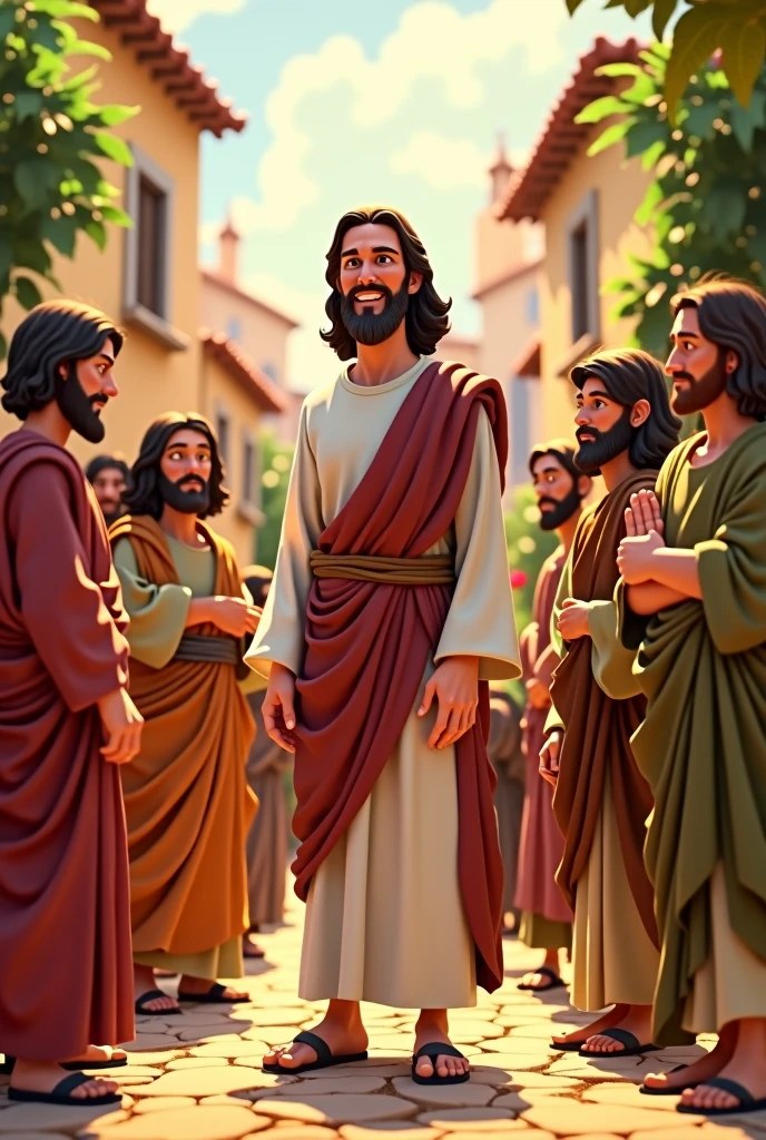 Jesus and his disciples in pixar style