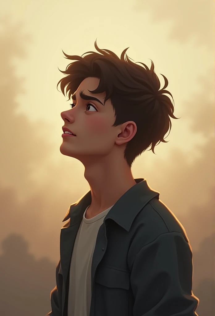 someone facing a problem, but then calming down and smiling as he focuses on himself