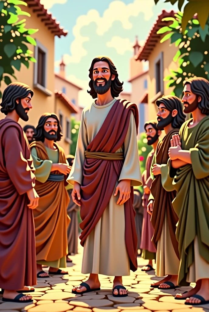 Jesus and his disciples in pixar style