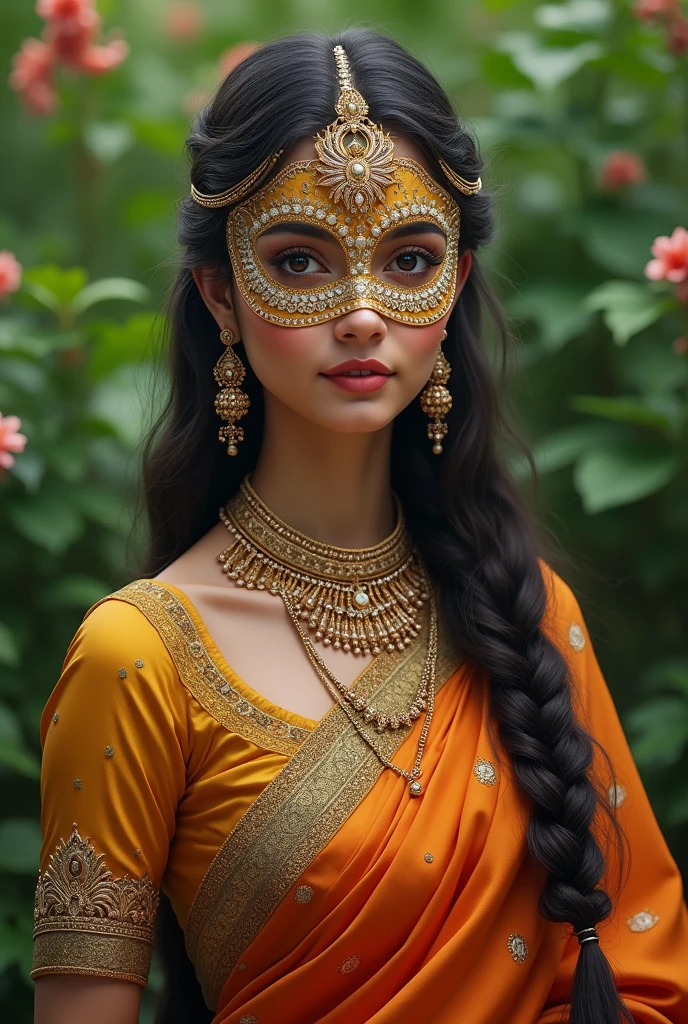 Indian girl with mask in chudidhar 
