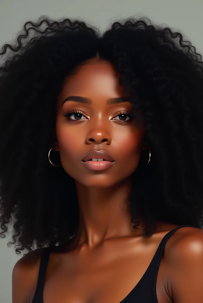 Create a curly hair black power black woman of African descent 