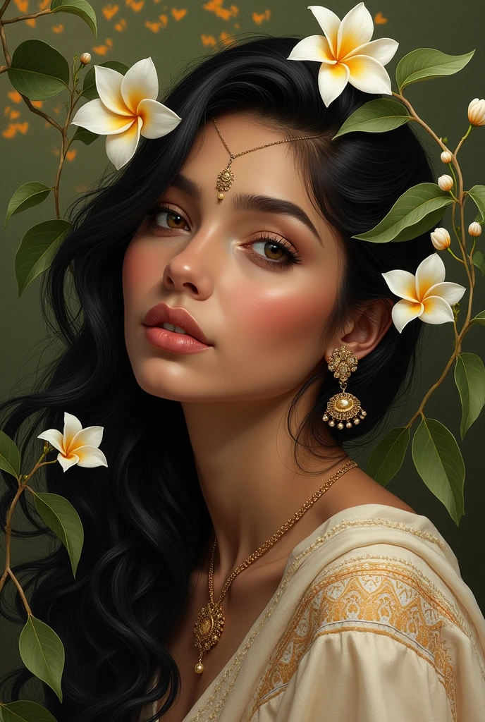 Moroccan lady having jasmine flowers