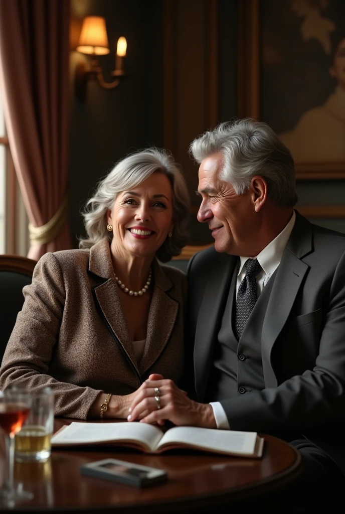 A rich middle aged husband and wofe