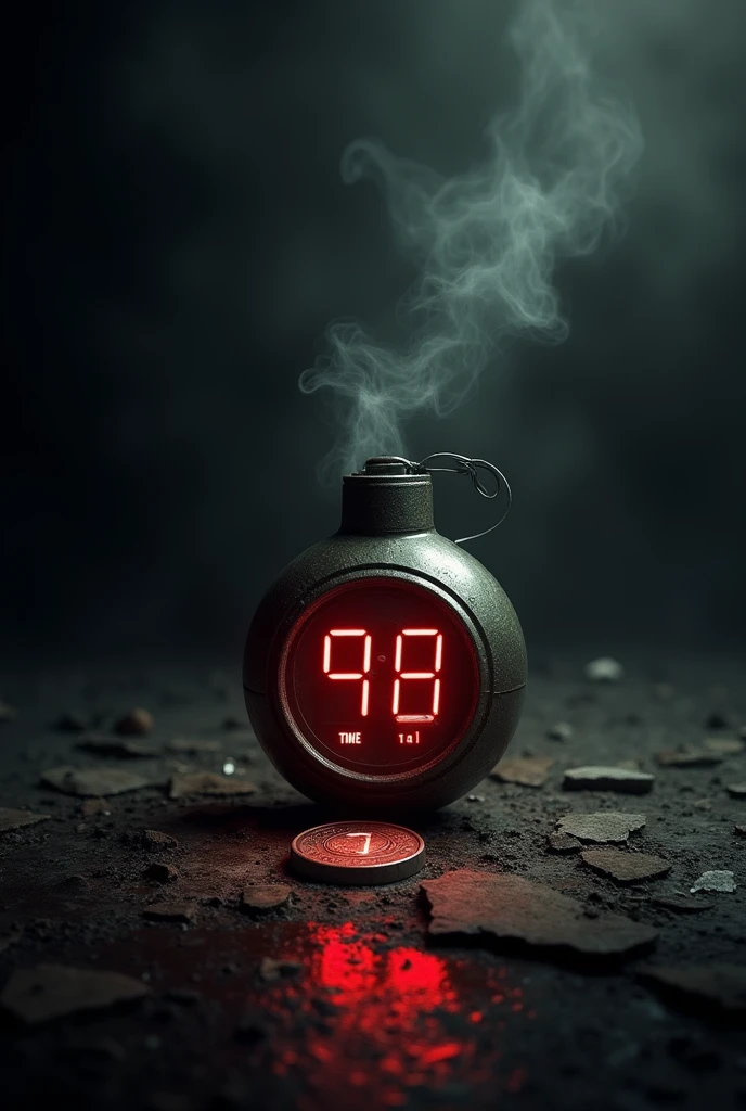Use the same image but now put flashes of light on the bomb and the coin should have a "7".