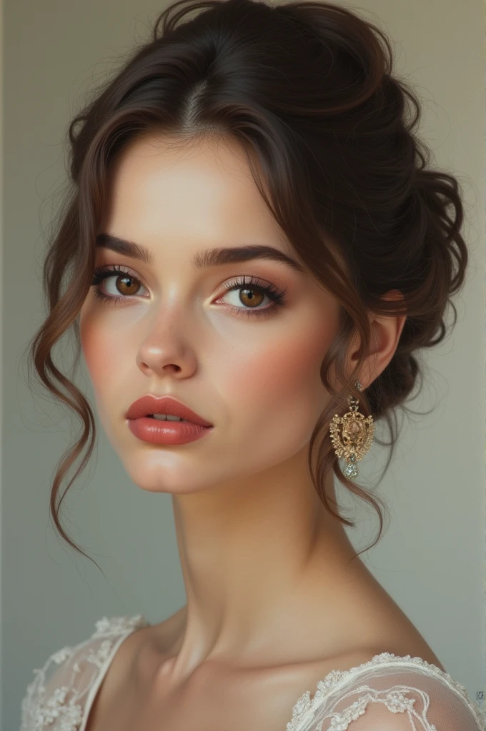 A portrait of a young occidental woman with the mosts researched beauty standards in europe